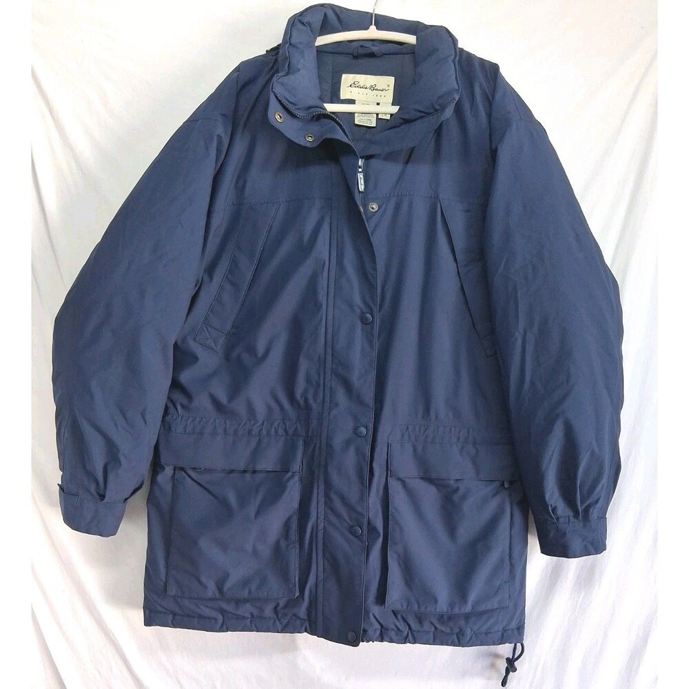 Vintage Eddie Bauer Parka Womens Large Goosedown Fill Gore Tex Blue Winter Coat